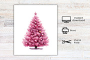 Watercolor Pink Christmas Clipart, an Illustration by Canvas Craft (Thumbnail 7 of 7)
