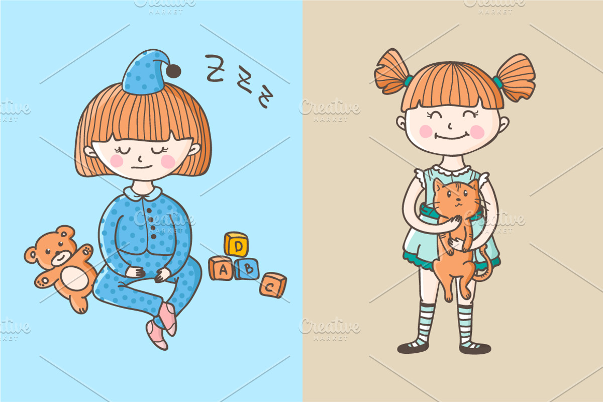 Cute Little Girl Illustrations, an Education Illustration by Trapezoid (Photo 3 of 3)