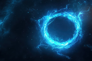 Glowing blue ring emits electric lig, a Photo by Iftikhar Alam