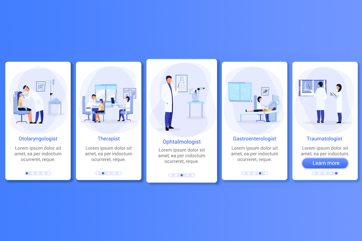 Doctors with patients app screen, an App Template by IMG visuals characters