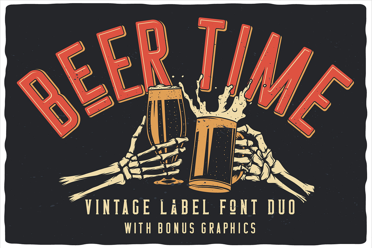 Beer Time Label Font, a Font by VozzyStock (Photo 1 of 9)