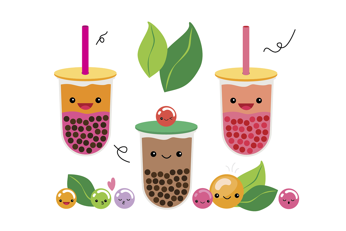 Boba Bubble Tea Vector Set, a Food Illustration by Spark Design (Photo 3 of 3)