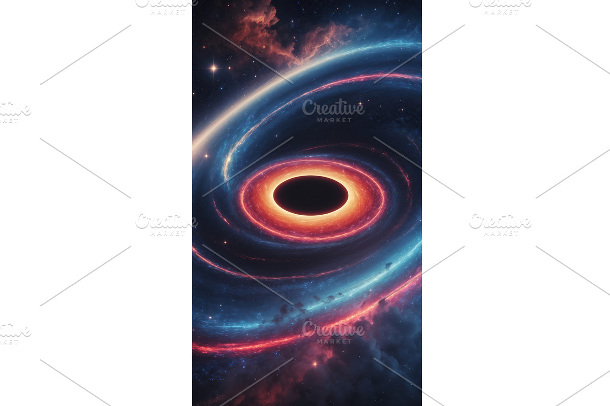 Vibrant cosmic black hole with, an Illustration by tilialucida
