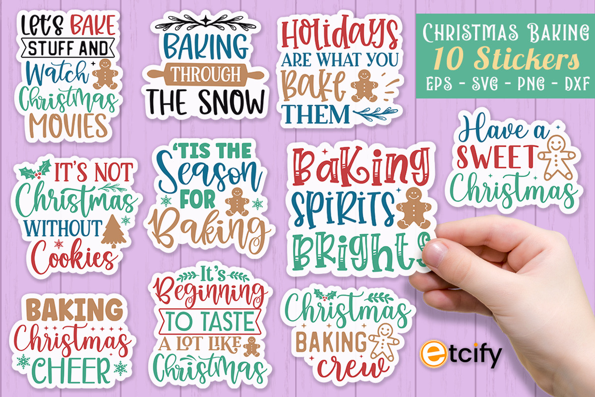 Christmas Baking Stickers Bundle SVG, an Illustration by Etcify (Photo 1 of 3)