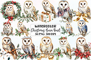 Christmas Barn Owl Clipart, an Illustration by CraftArtStudio (Thumbnail 1 of 6)