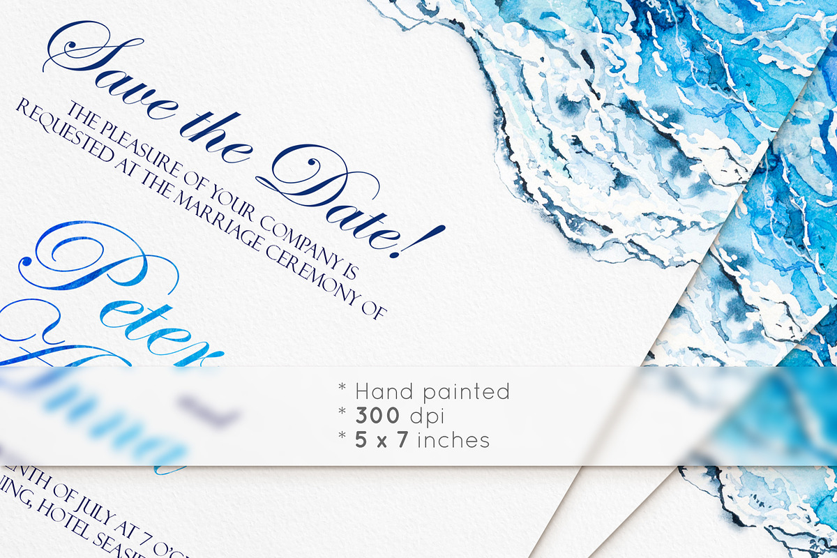 4 Seaside Wedding Invitations, an Invitation Template by Aquarellina (Photo 2 of 3)