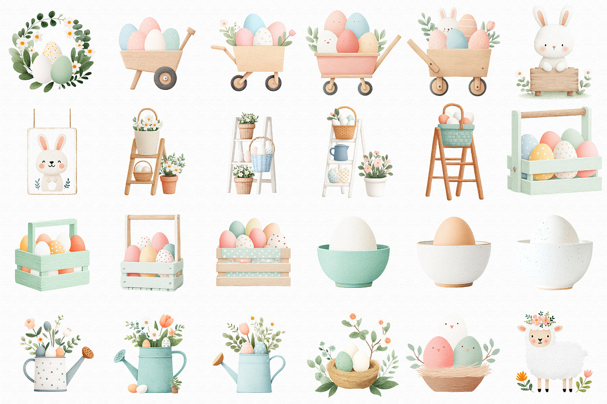 Farmhouse Easter Clipart, an Illustration by Libby Wishes (Photo 2 of 7)
