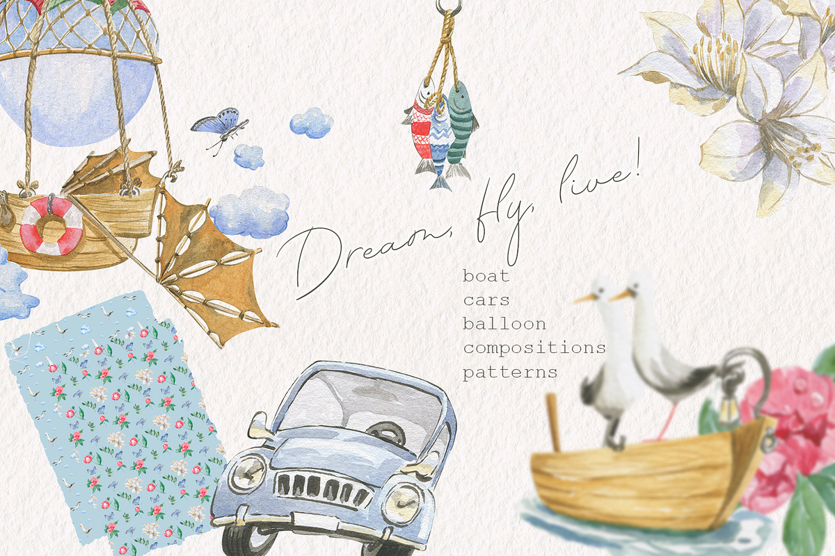 Watercolor transport, an Illustration by Love Watercolor Store (Photo 1 of 9)