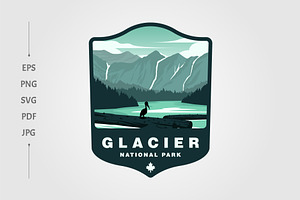 glacier national park vector patch, an Object Graphic by lawoel
