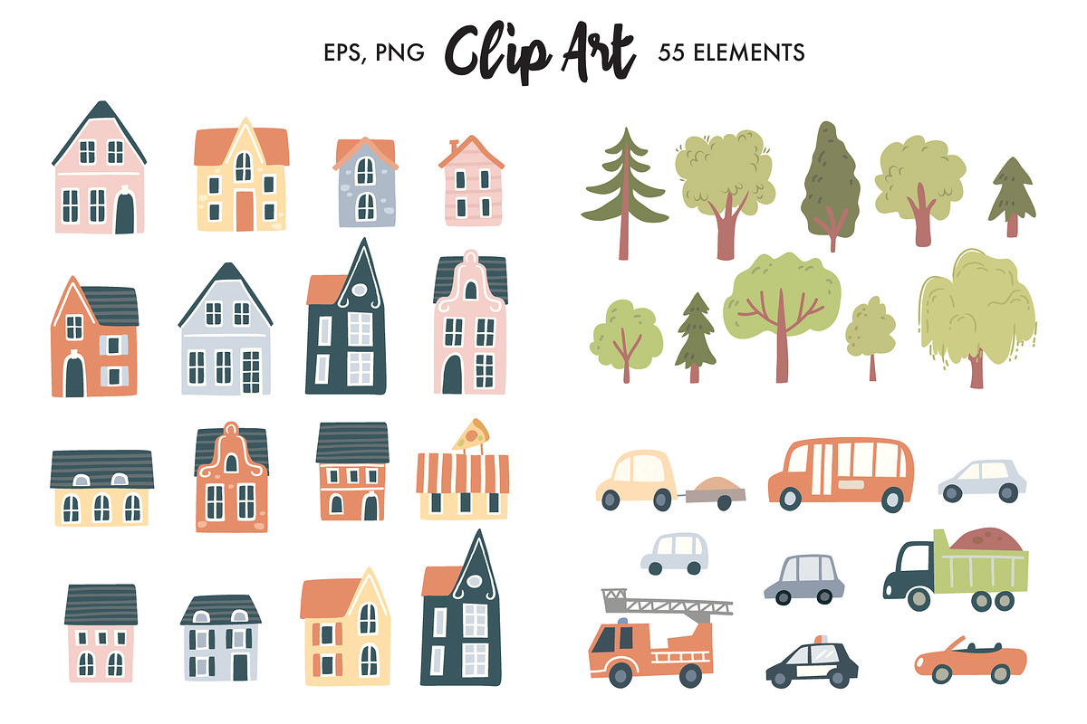 Little Town collection, a Transportation Illustration by OlgaBoncheva (Photo 10 of 10)
