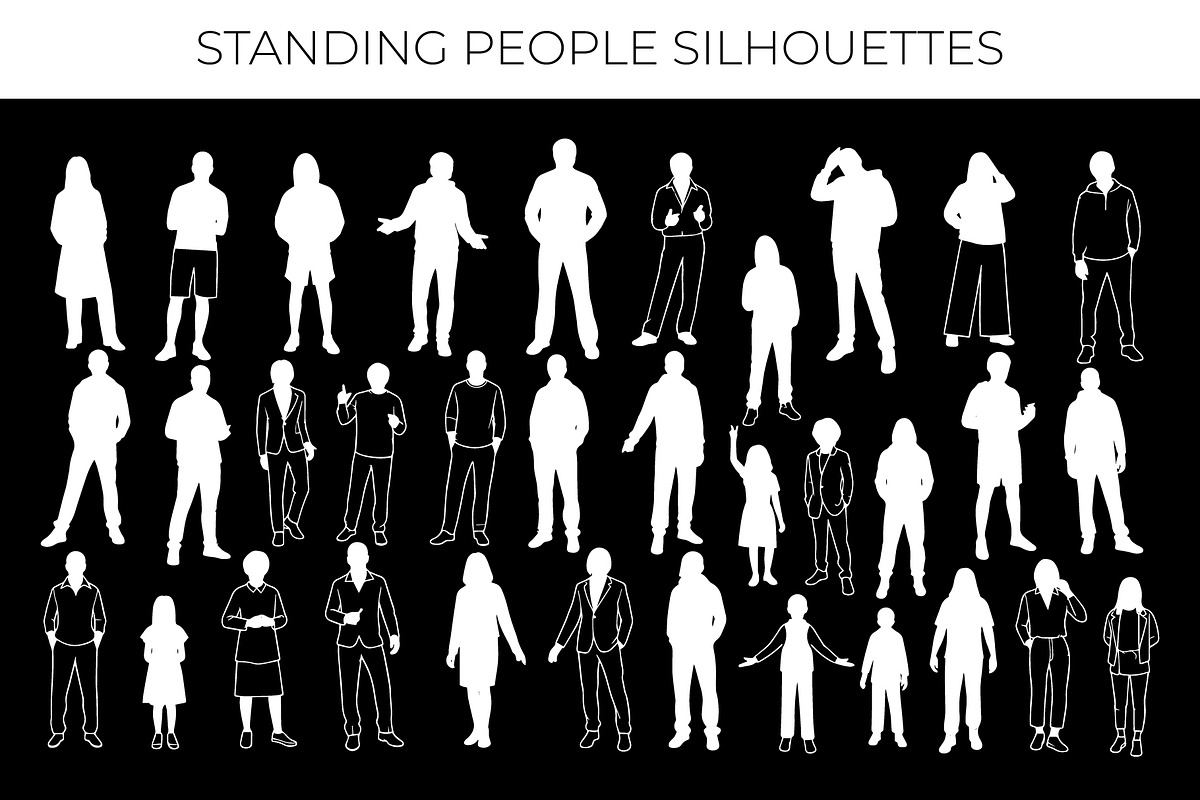 Standing People Silhouette Set, a Person Illustration by nandinigraphics (Photo 2 of 3)