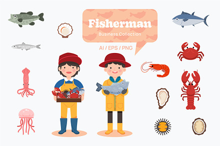 Fisherman Jobs elements flat pack