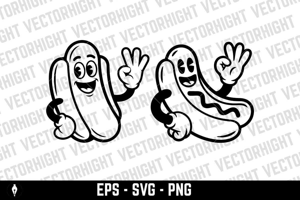 Cartoon mascot of a hot dog, a Food Illustration by Vectorhight (Photo 3 of 3)