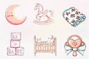 Pink Baby Girl Nursery Clipart, an Illustration by CreationArt (Thumbnail 4 of 5)