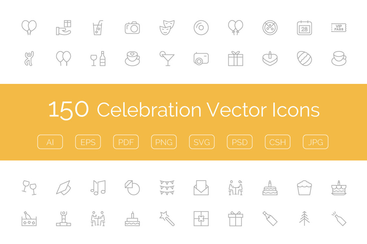 150 Celebration Vector Icons