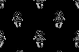 Skull Doll Motif Seamless Pattern