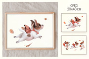 Autumn flying puppies digital pencil, an Illustration by TanyaSchuka (Thumbnail 7 of 9)
