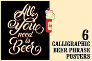 Beer calligraphic vector poster set., a Food Illustration by PoPaShop (Thumbnail 1 of 7)