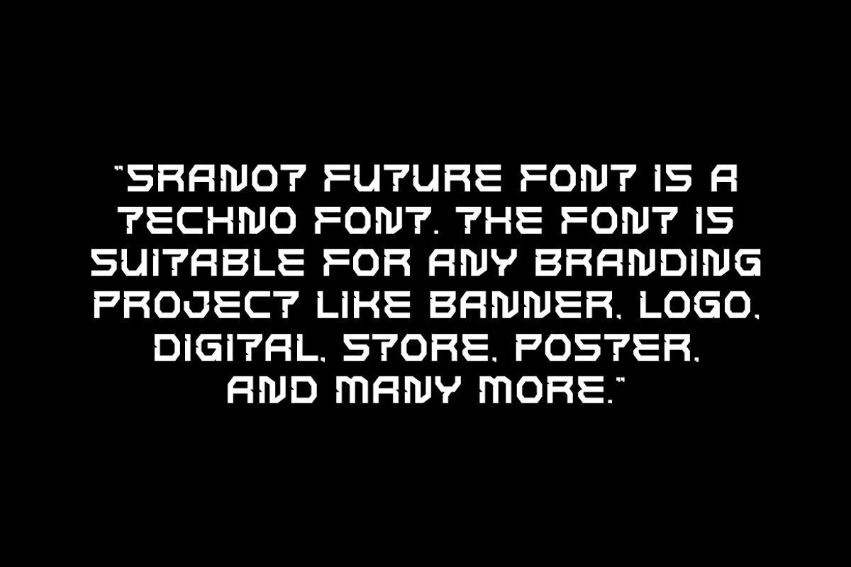 Sranot Future - Digital Techno Font, a Sans Serif Font by Iqsiart Studio (Photo 5 of 7)