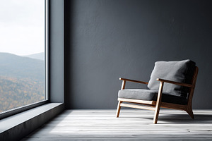 Modern armchair with wooden frame, an Architecture Photo by MistyDay
