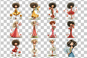 Flower Woman Watercolor Clipart, a Person Illustration by Nicolle's Colorful Art (Thumbnail 4 of 8)