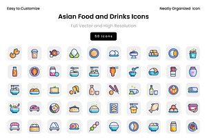 Asian Food and Drinks Icons, an Icon by Wencory