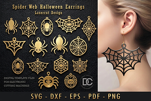 Halloween Spider Web Earring SVG, a Work Illustration by Dream Creation