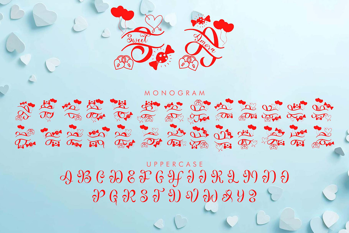 Sweet Amora Monogram, a Handwritten Font by Yoga Letter (Photo 6 of 8)