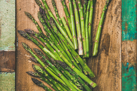 Raw uncooked green asparagus containing asparagus, season, and diet, a Food & Drink Photo by Foxys