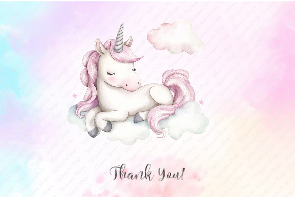 Neutral Unicorn Clipart, an Illustration by Watercolor design (Photo 12 of 12)