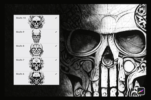 Human Skulls Procreate Stamps.