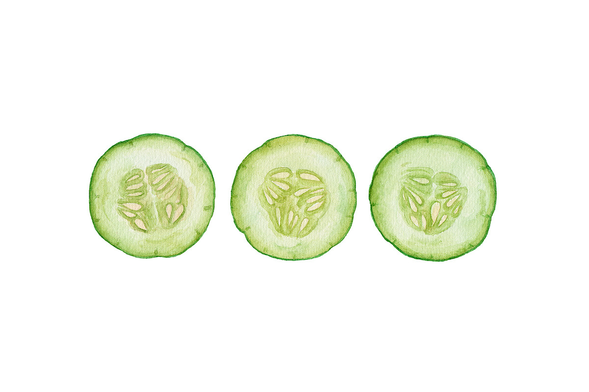 Watercolor fruit&vegetable slices, a Food Illustration by Katya Zlobina (Photo 10 of 14)