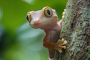 Close-up of a crested gecko clinging, an Animal Photo by Pixeness Studio