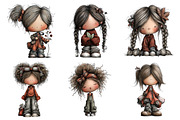 Retro Girls Clipart, an Illustration by Daily.Designs (Thumbnail 3 of 5)