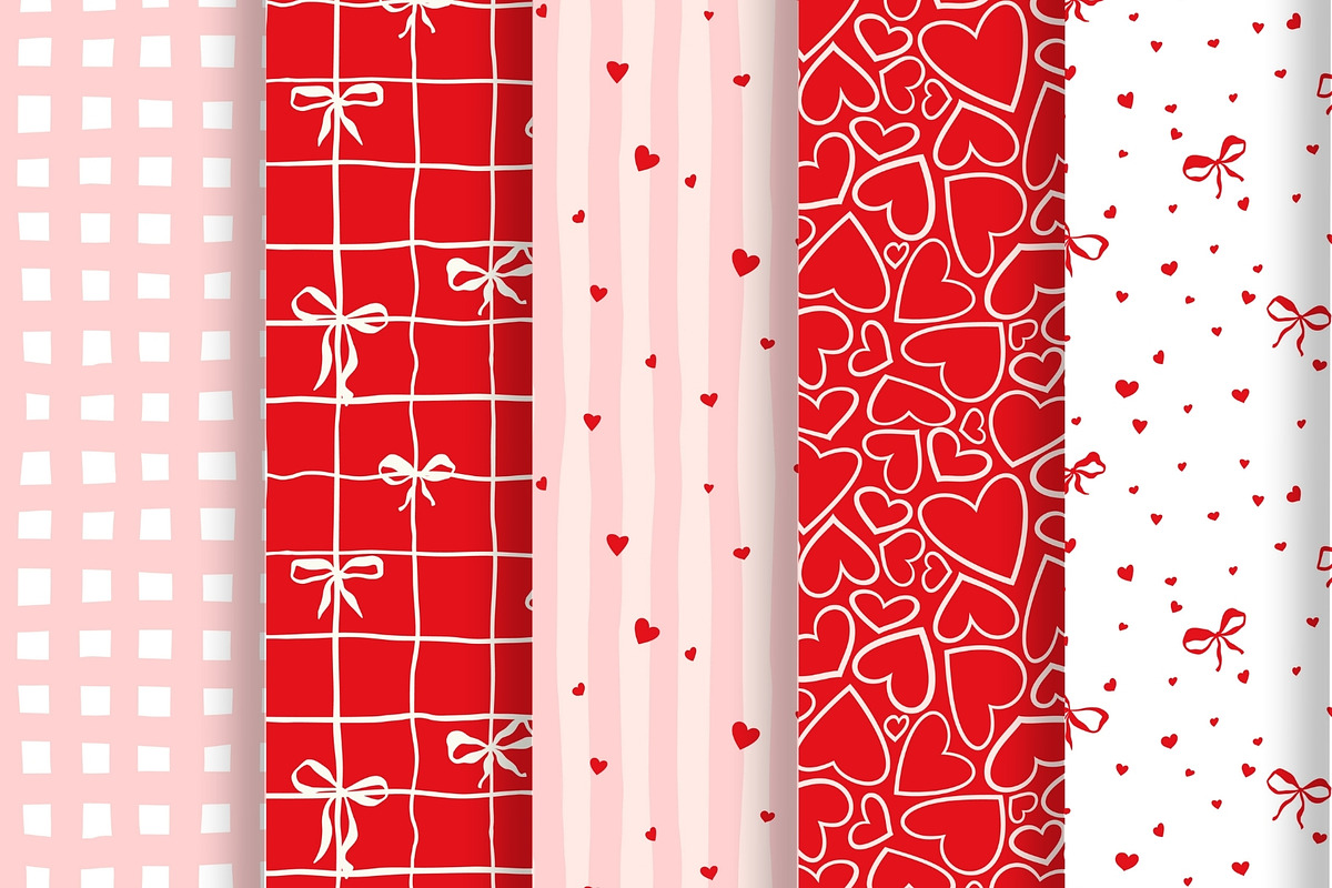 Red Hearts Valentines Day Papers, a Pattern Graphic by ilonitta (Photo 4 of 10)
