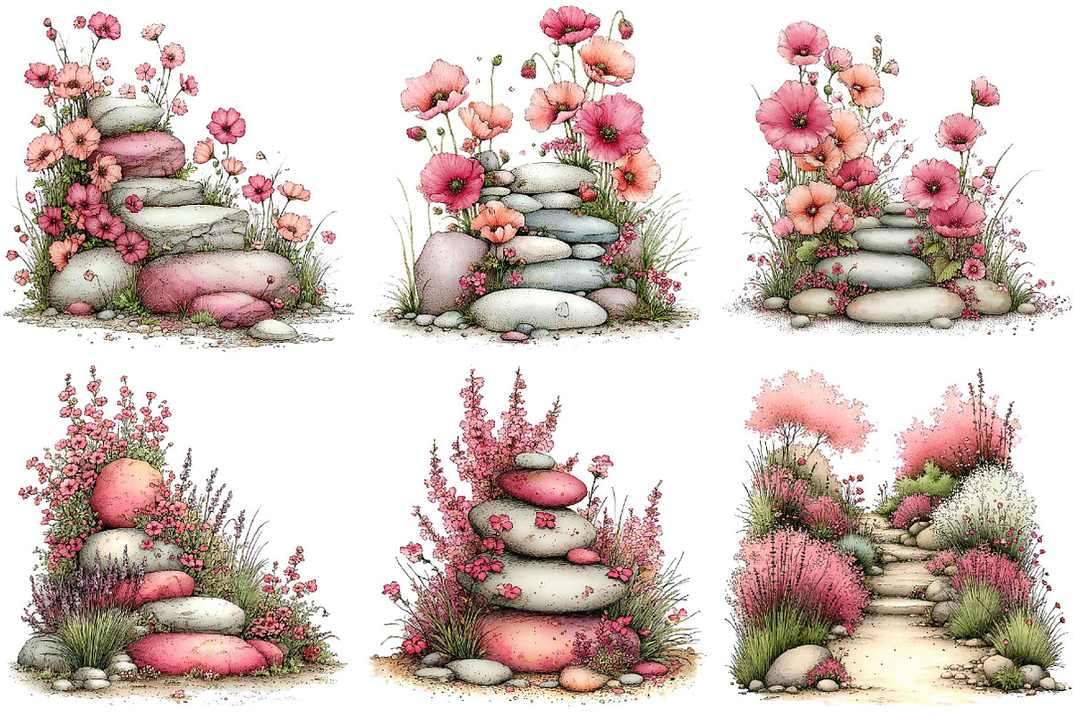 Spring Flowers Pathway Clipart, an Illustration by DreamPrint404 (Photo 2 of 7)