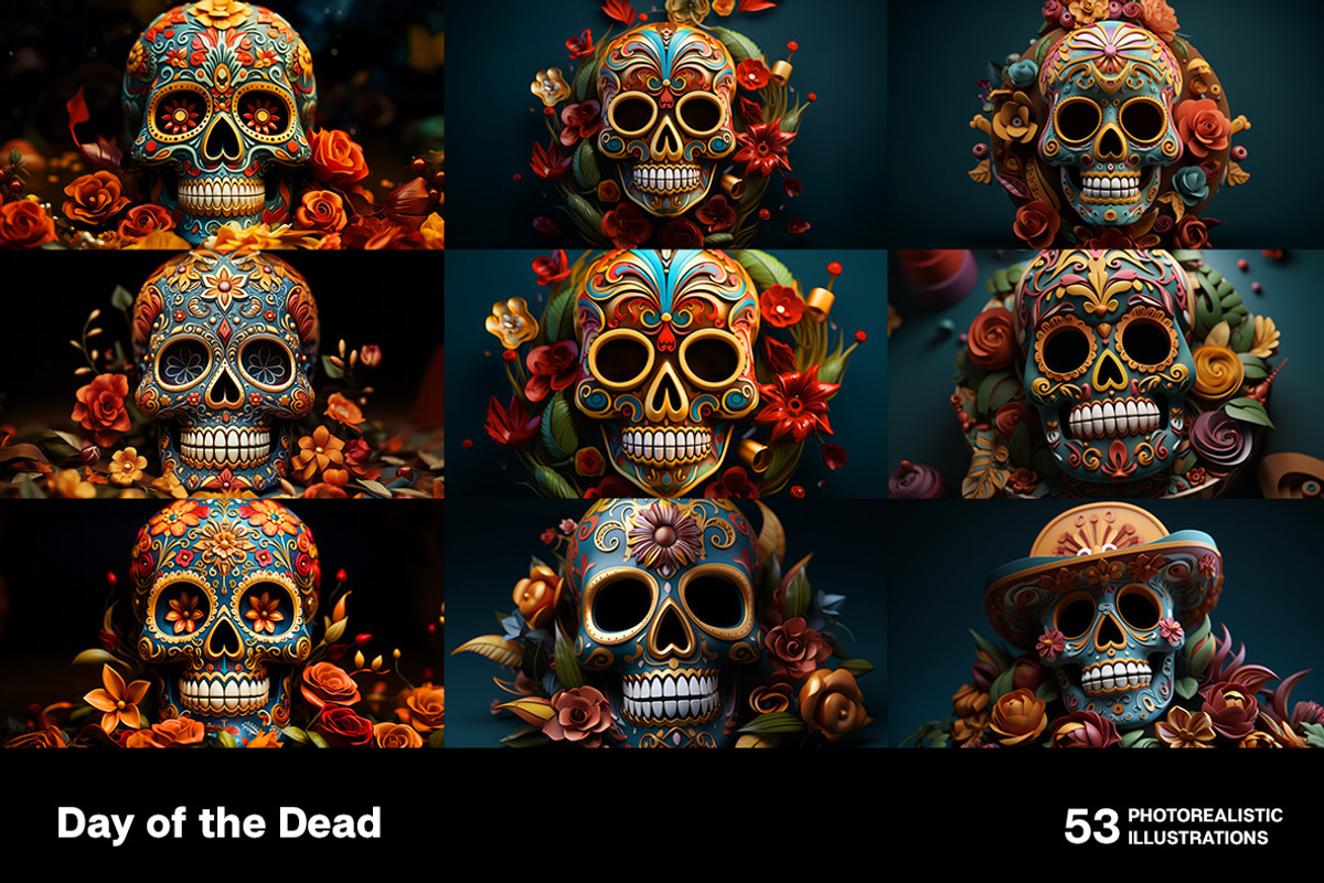 Day of the Dead. 53 images, a Seasonal Illustration by Handmadefont (Photo 6 of 12)
