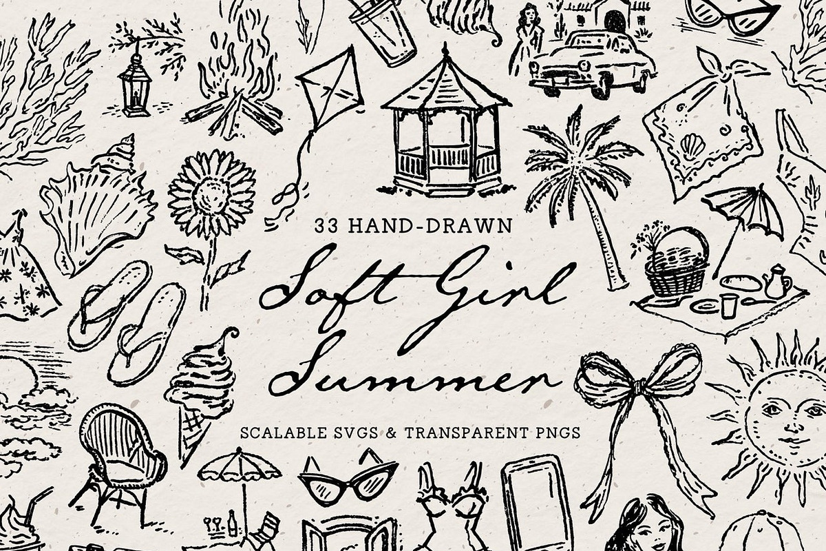 Summer Beach Vacation Doodle Bundle, a Seasonal Illustration by The October Creative (Photo 4 of 13)