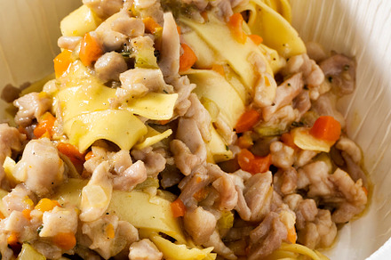 pasta tagliatelle with rabbit sauce. menu for the restaurant  in