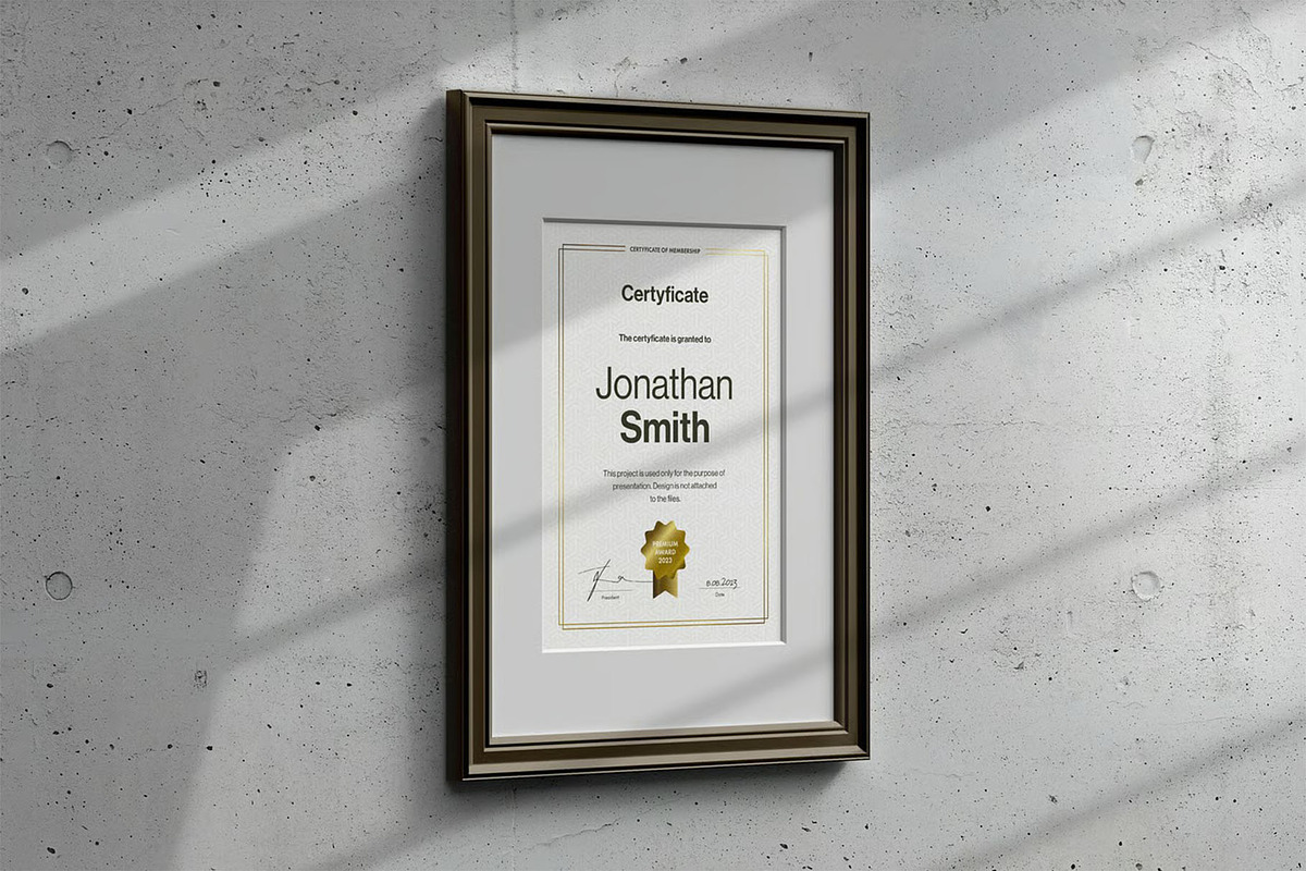 A4 Passe-partout Certificate Mock-up, an Advertising Mockup by zippypixelstudio (Photo 11 of 13)