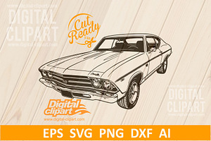 1968 Chevrolet Chevelle SS SVG, a Transportation Illustration by Digital-Clipart