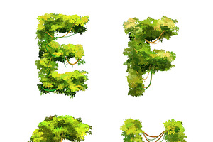 Vines And Bushes Font On White