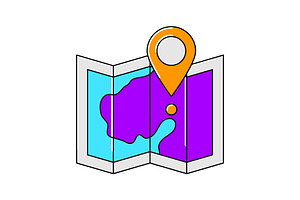 Map with marker icon., a Transportation Illustration by incomible
