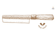 Butcher Knife. Hand drawn sketch, a Food Illustration by Foxys Graphic (Thumbnail 1 of 3)