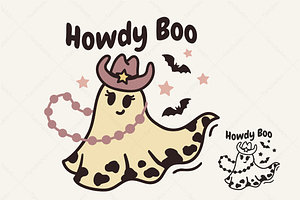 Cowgirl Ghost SVG Western Howdy Boo