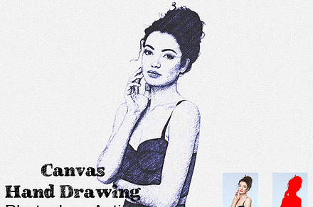 Canvas Hand Drawing Photoshop Action