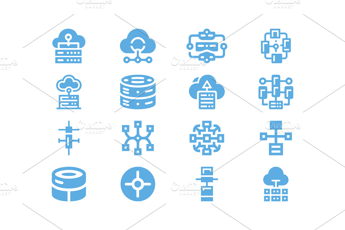 Tech Cloud Data Server Icons Bundle, a Solid Icon by Vectorium Studio (Photo 18 of 24)
