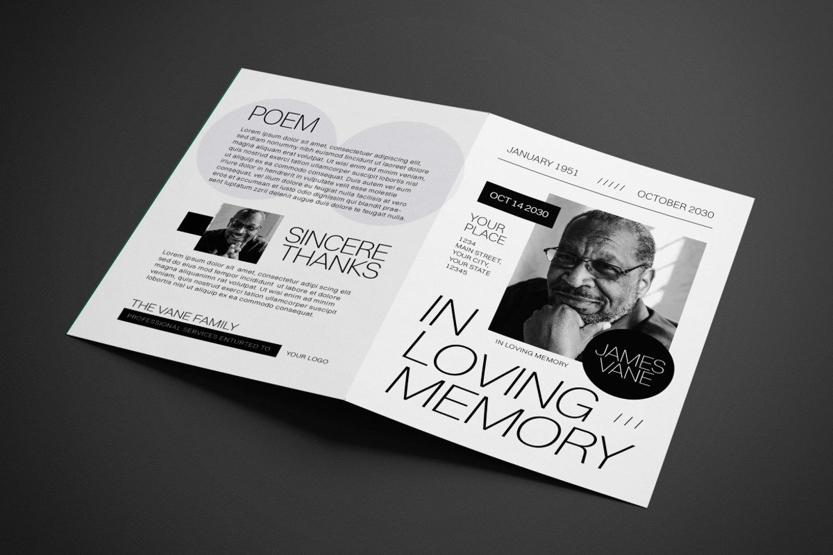 Grey Utilitarian Funeral Program, a Brochure Template by graphicook (Photo 3 of 3)