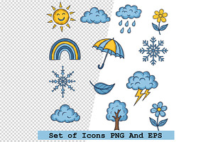 Set of  weather and nature vector, an Icon by one-touch