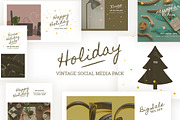 Holiday Vintage Social Media Pack, a Social Media Template by CaDesign (Thumbnail 1 of 7)